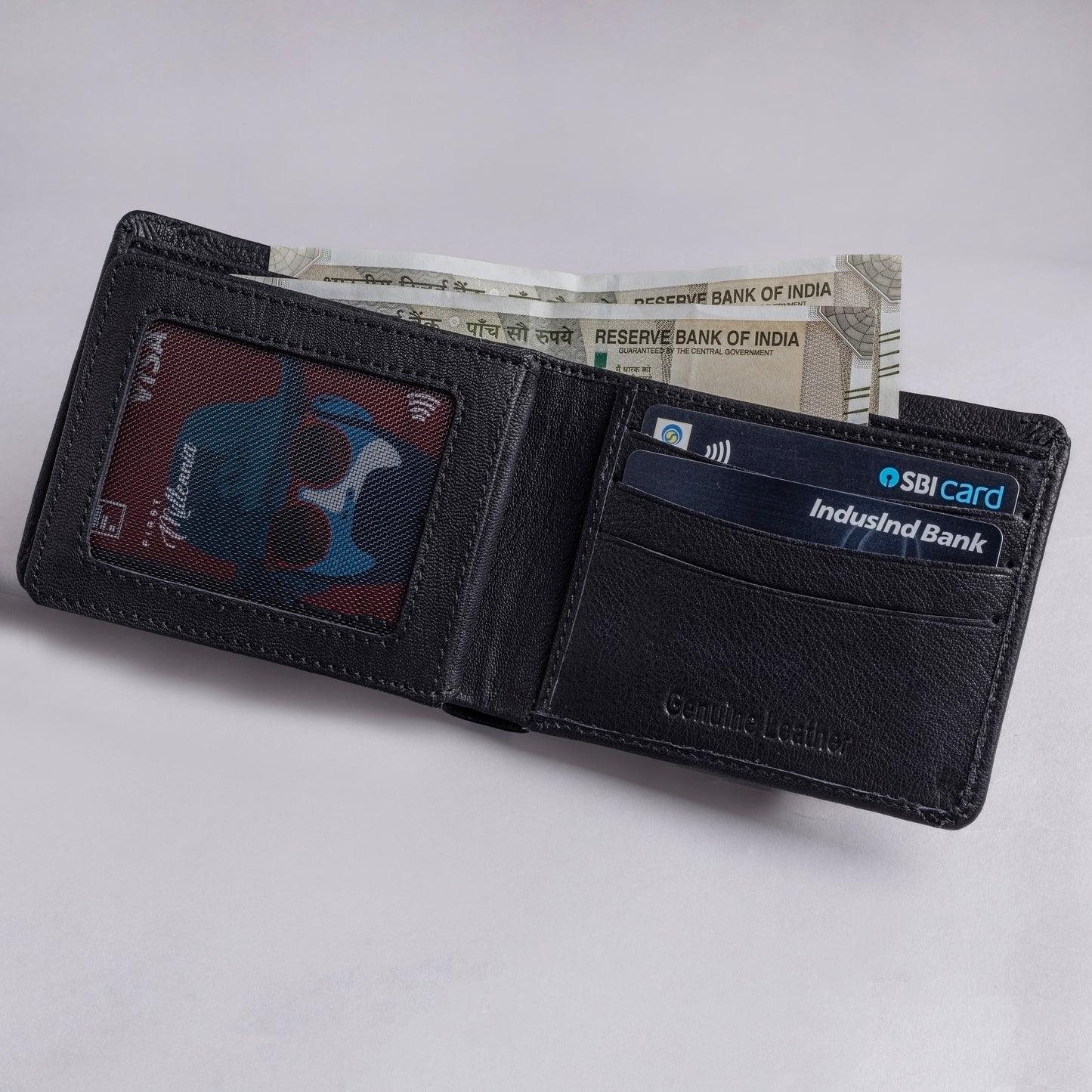 Matt MEN'S BLACK LEATHER WALLET