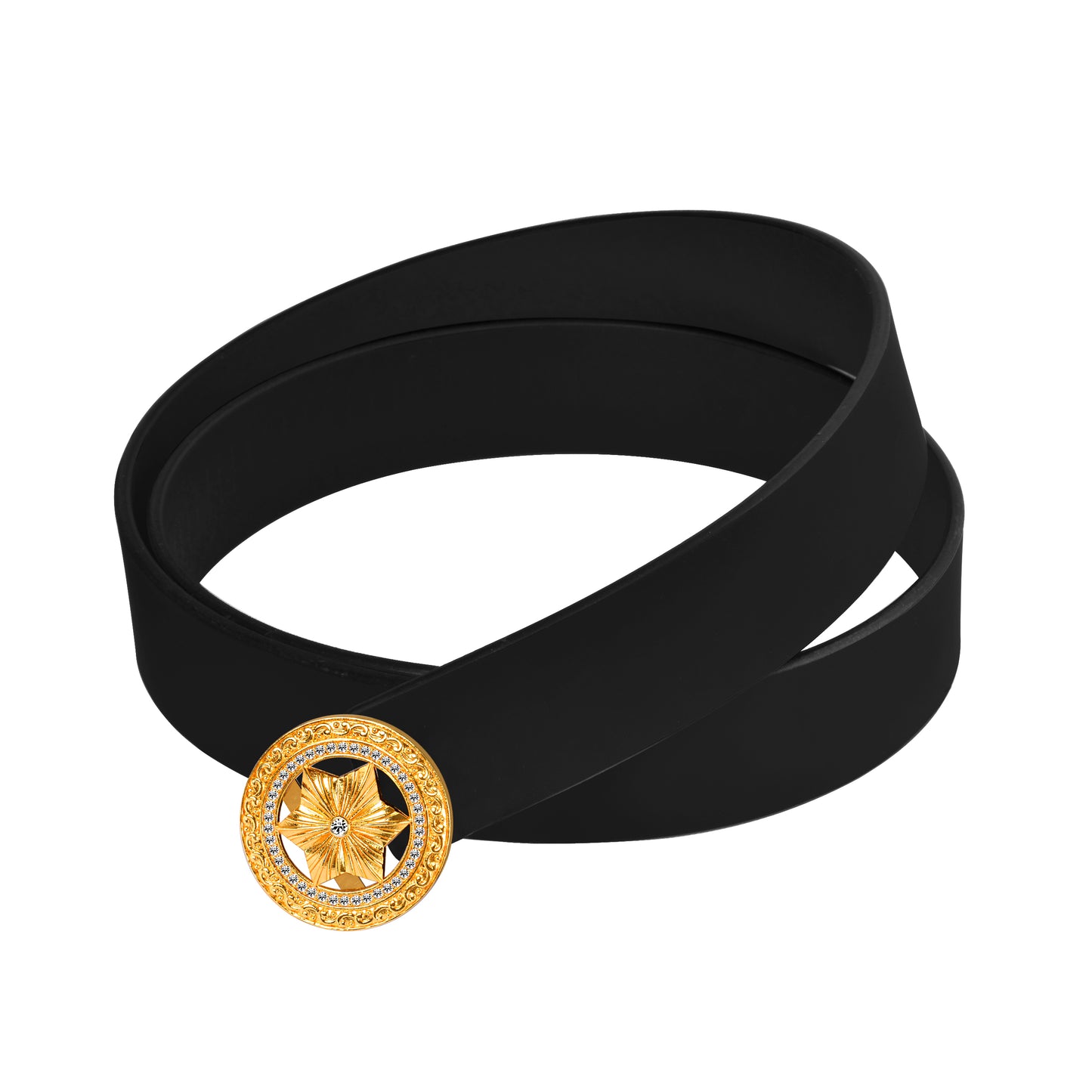 Solo Gold Diamond Buckle Leather Belt For Men