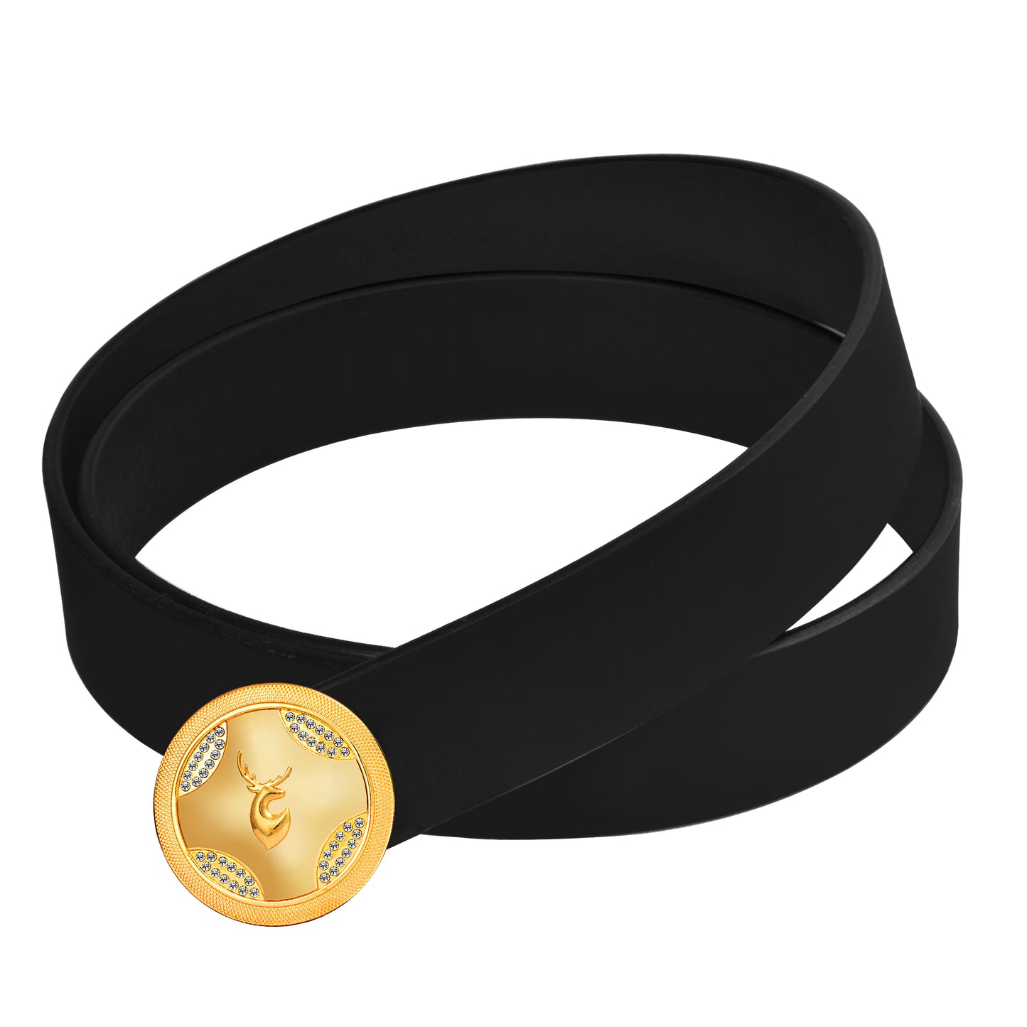 Orbit Gold Diamond Buckle Leather Belt For Men