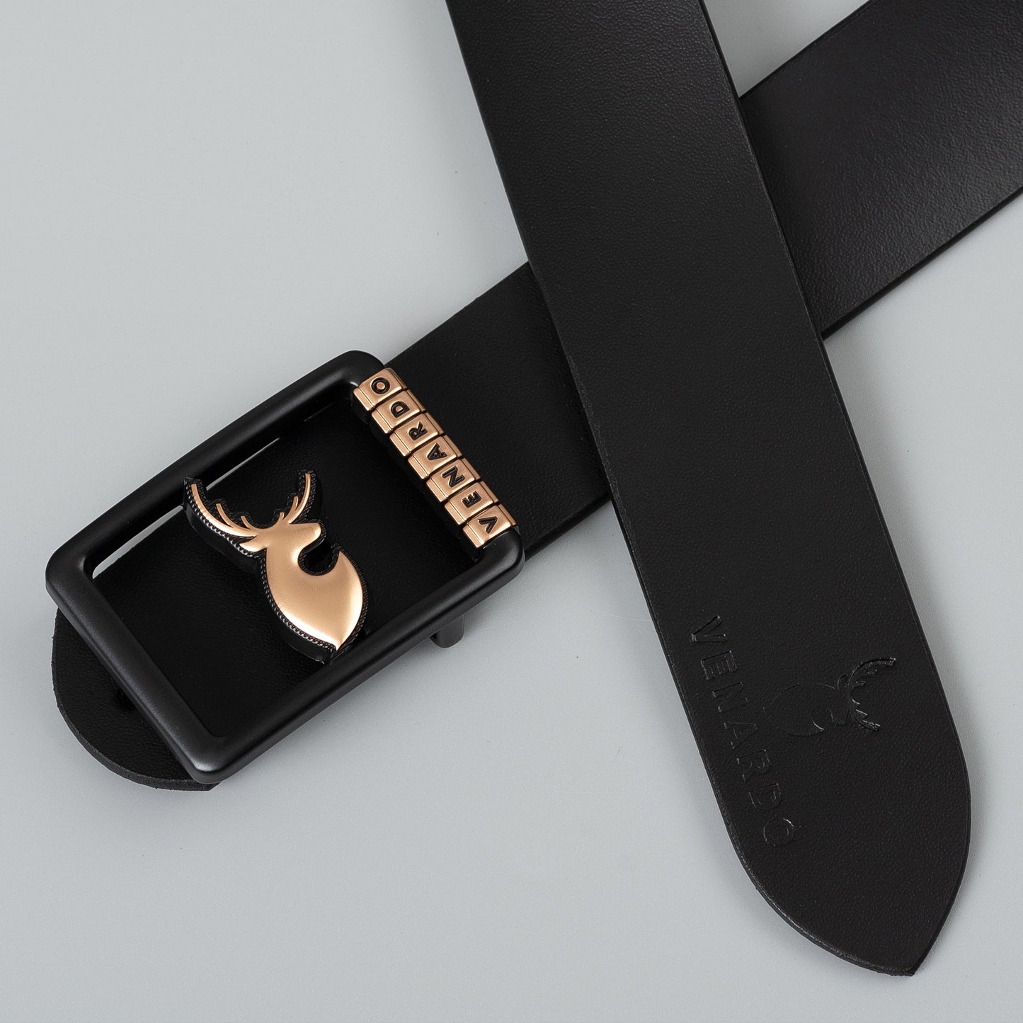 VENARDO BIRDY MEN'S BLACK LEATHER BELT FOR MEN