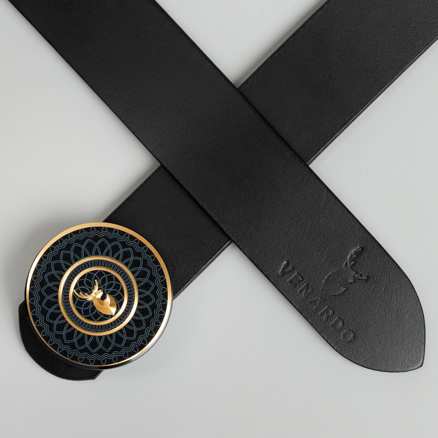 Rict MEN'S BLACK LEATHER BELT FOR MEN