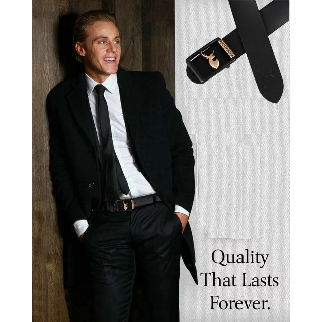 VENARDO BIRDY MEN'S BLACK LEATHER BELT FOR MEN