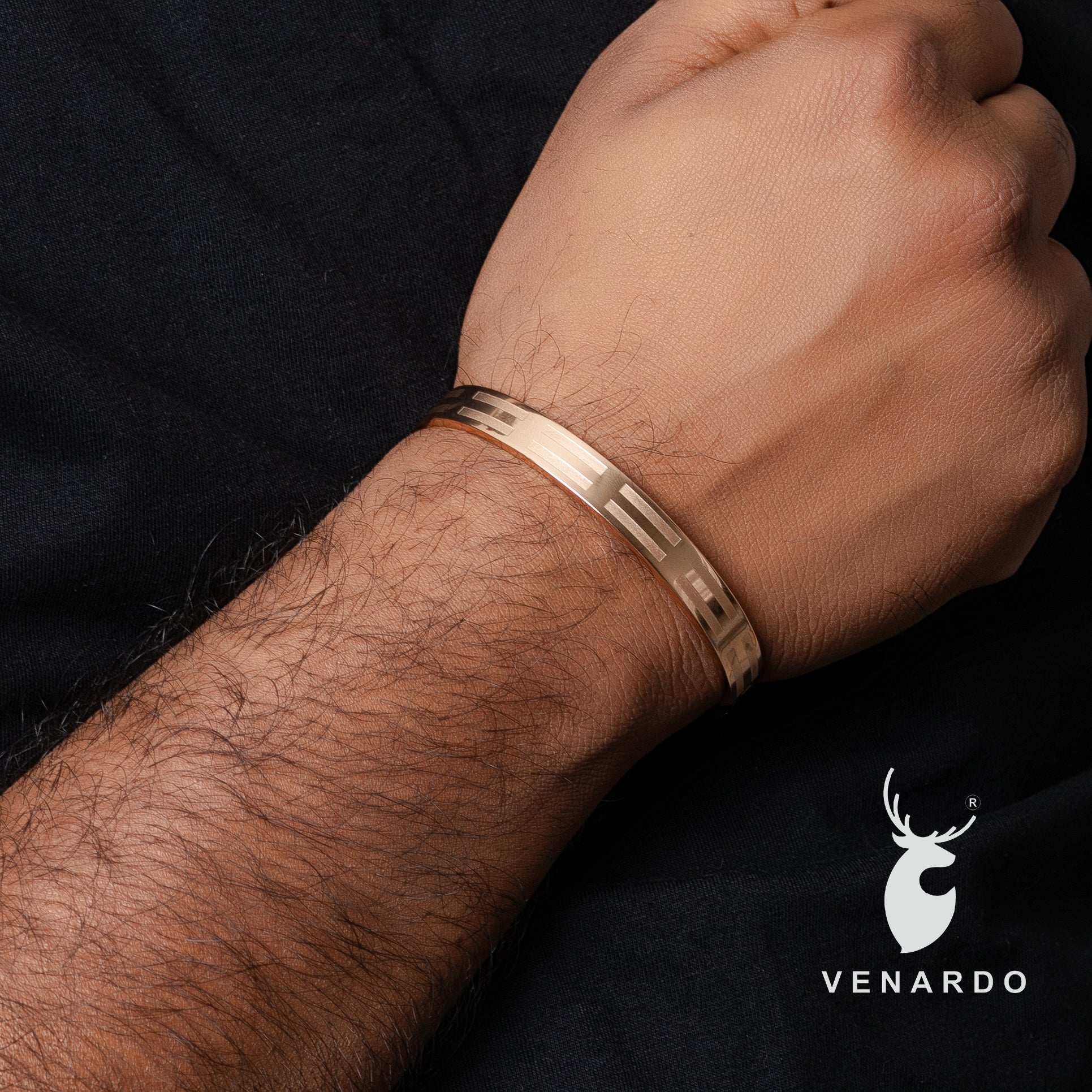 Rose Gold Mens Two Tone Gold Bracelets 18k Rose Gold Men's