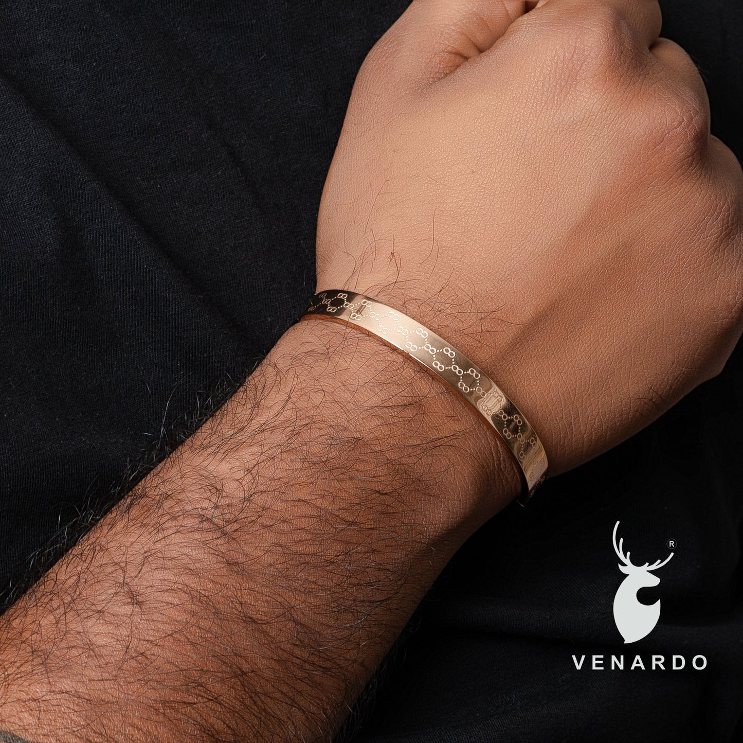 DEACON ROSE GOLD BLACK MEN'S BRACELET