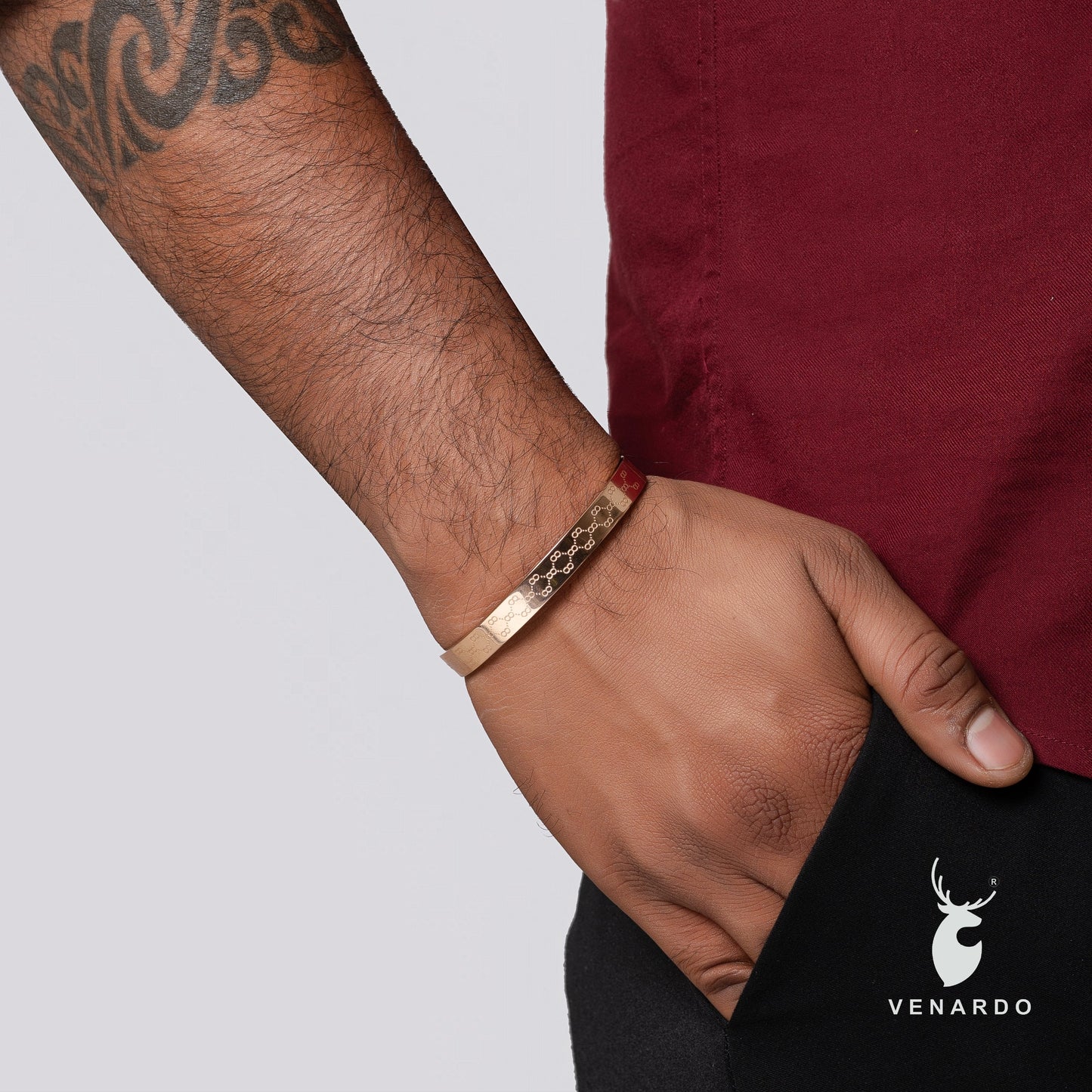 DEACON ROSE GOLD BLACK MEN'S BRACELET