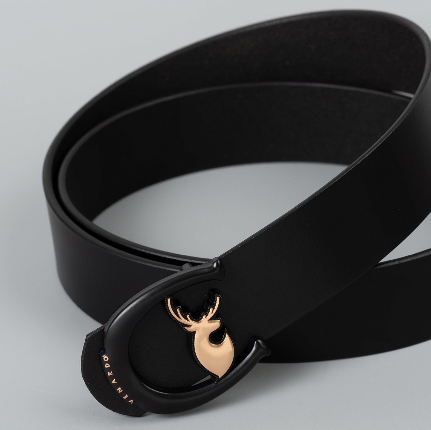 VENARDO GIVANS MEN'S BLACK LEATHER BELT FOR MEN WITH FREE CARD HOLDER WALLET
