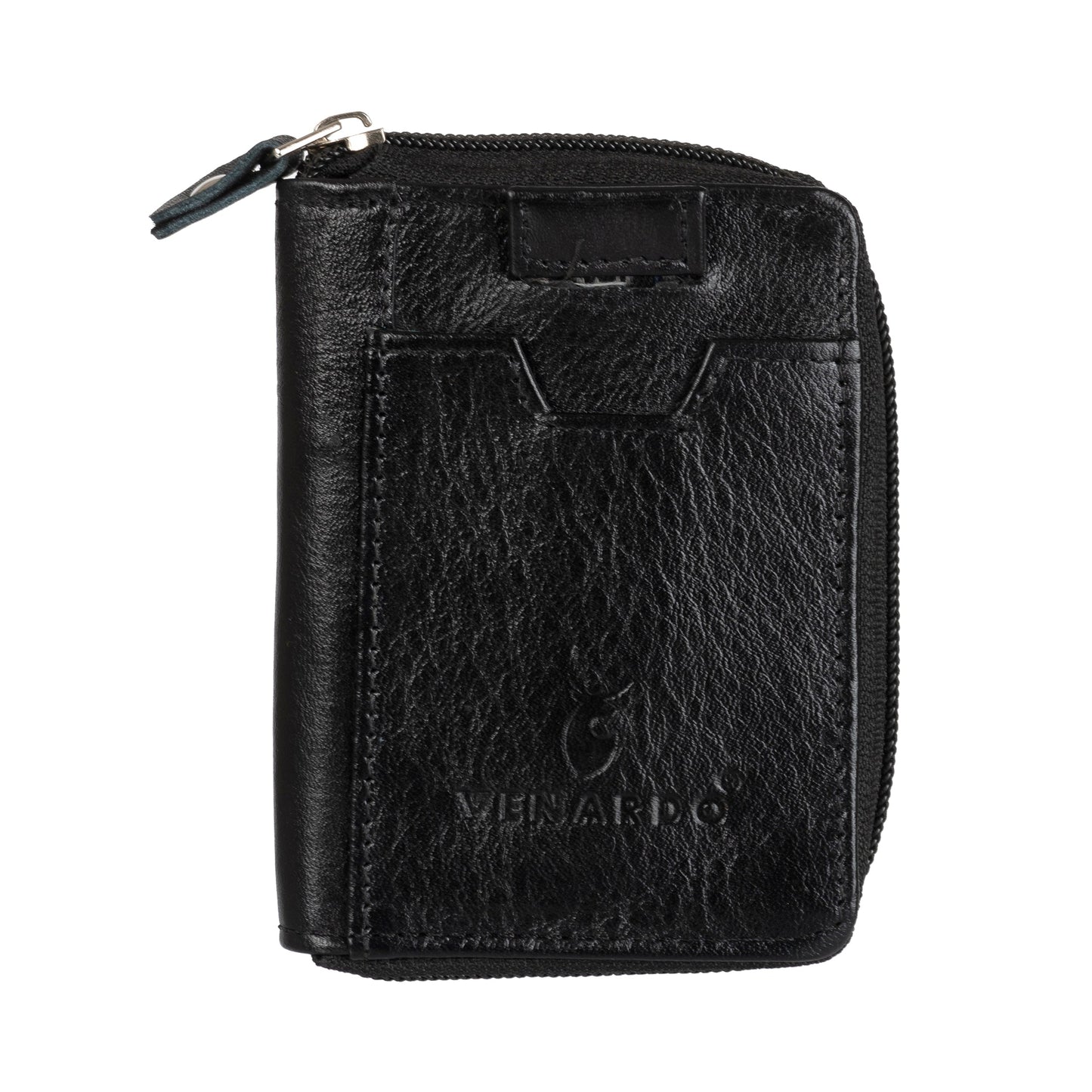 Men & Women Casual Black Genuine Leather Card Holder (10 Card Slots)