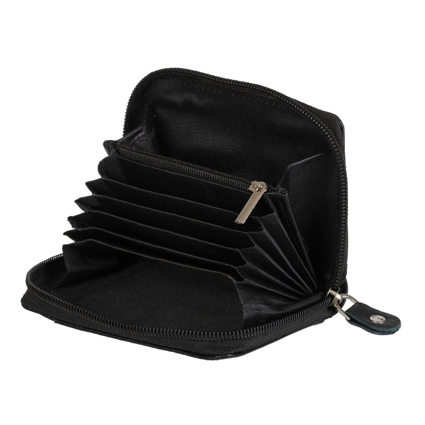 Men & Women Casual Black Genuine Leather Card Holder (10 Card Slots)