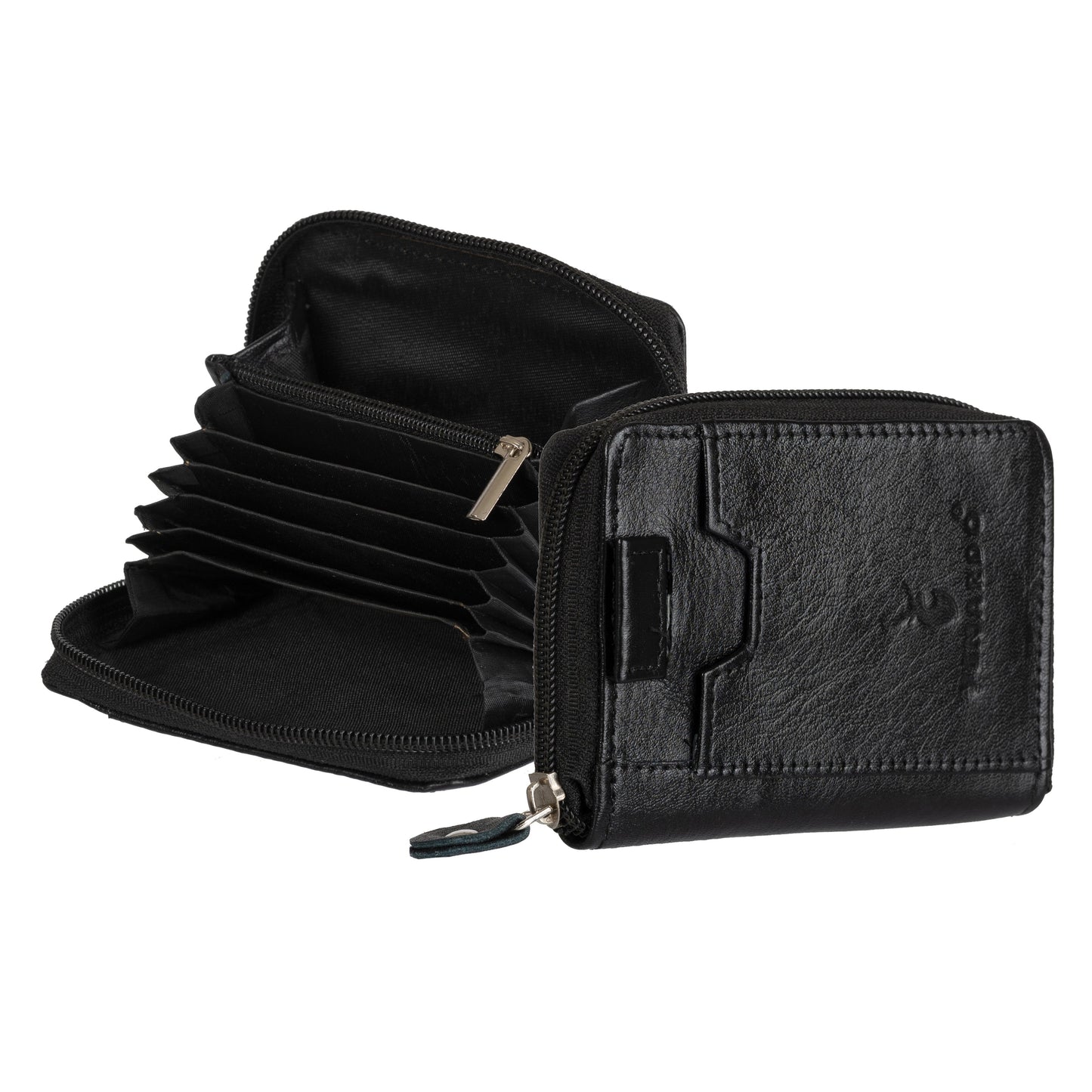 Men & Women Casual Black Genuine Leather Card Holder (10 Card Slots)