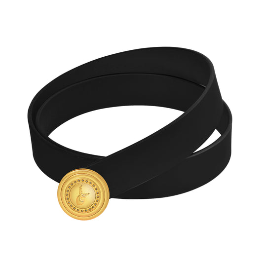 Aura Gold Diamond Buckle Leather Belt For Men