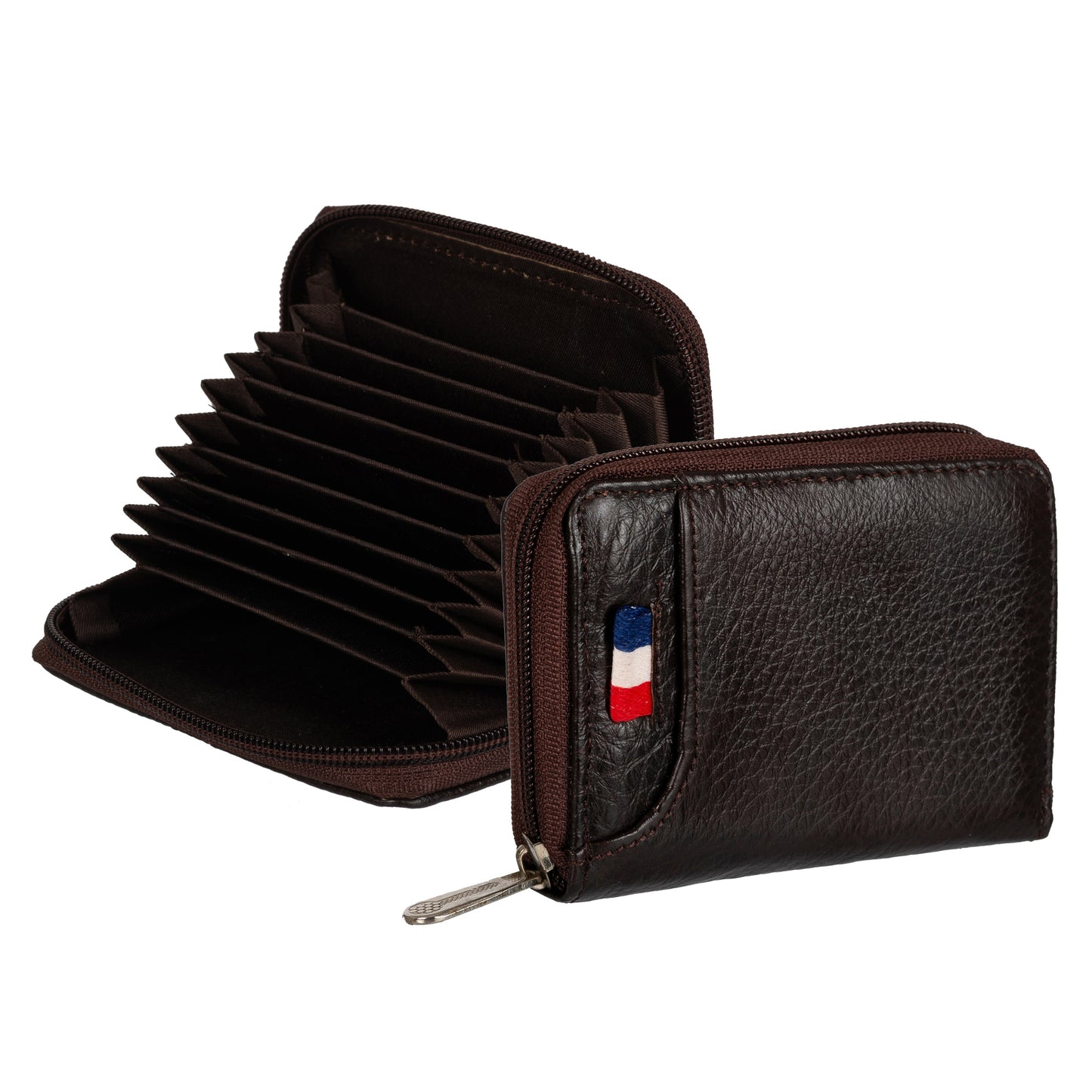 Men & Women Casual Black Genuine Leather Card Holder (10 Card Slots)