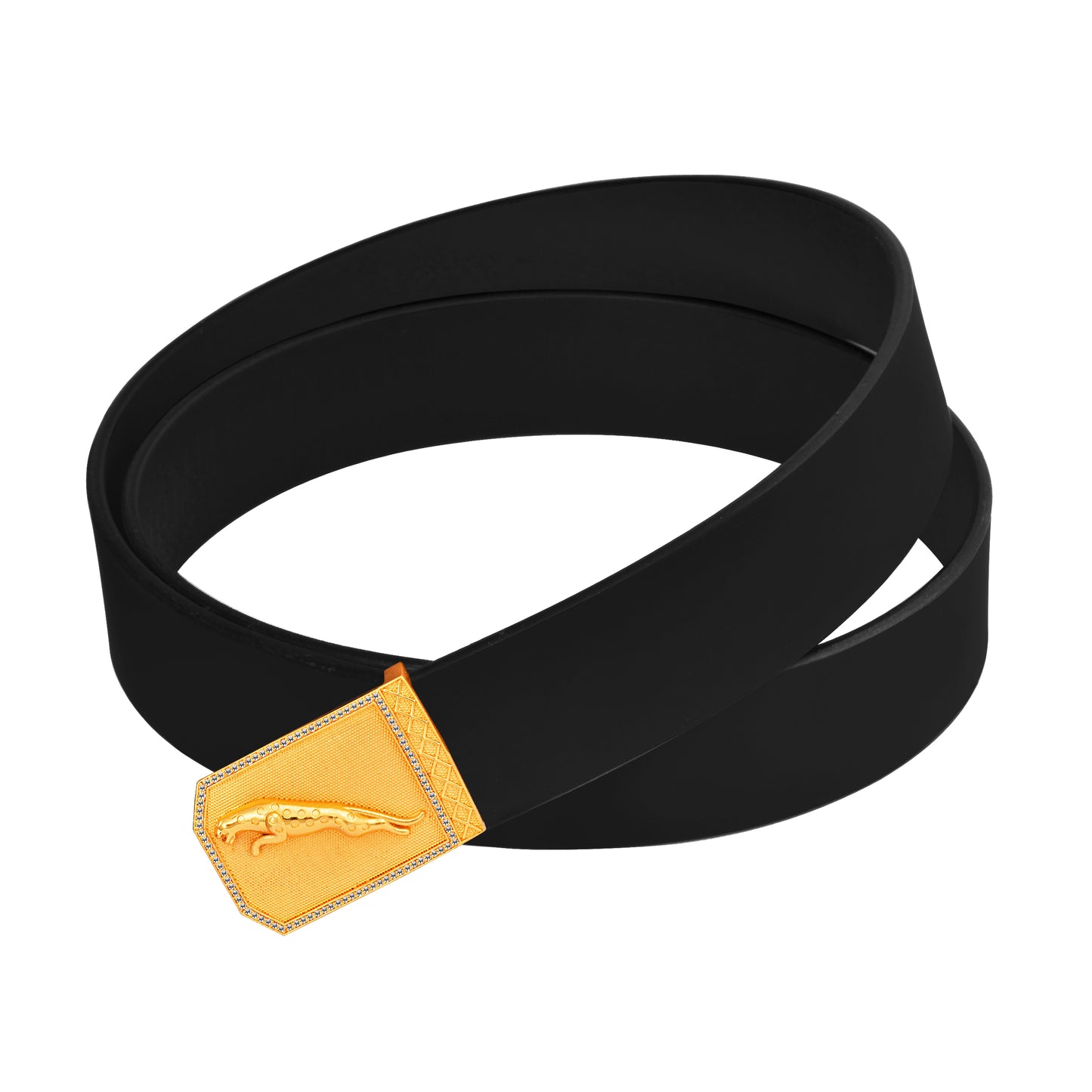 Luxe Gold Diamond Buckle Leather Belt For Men