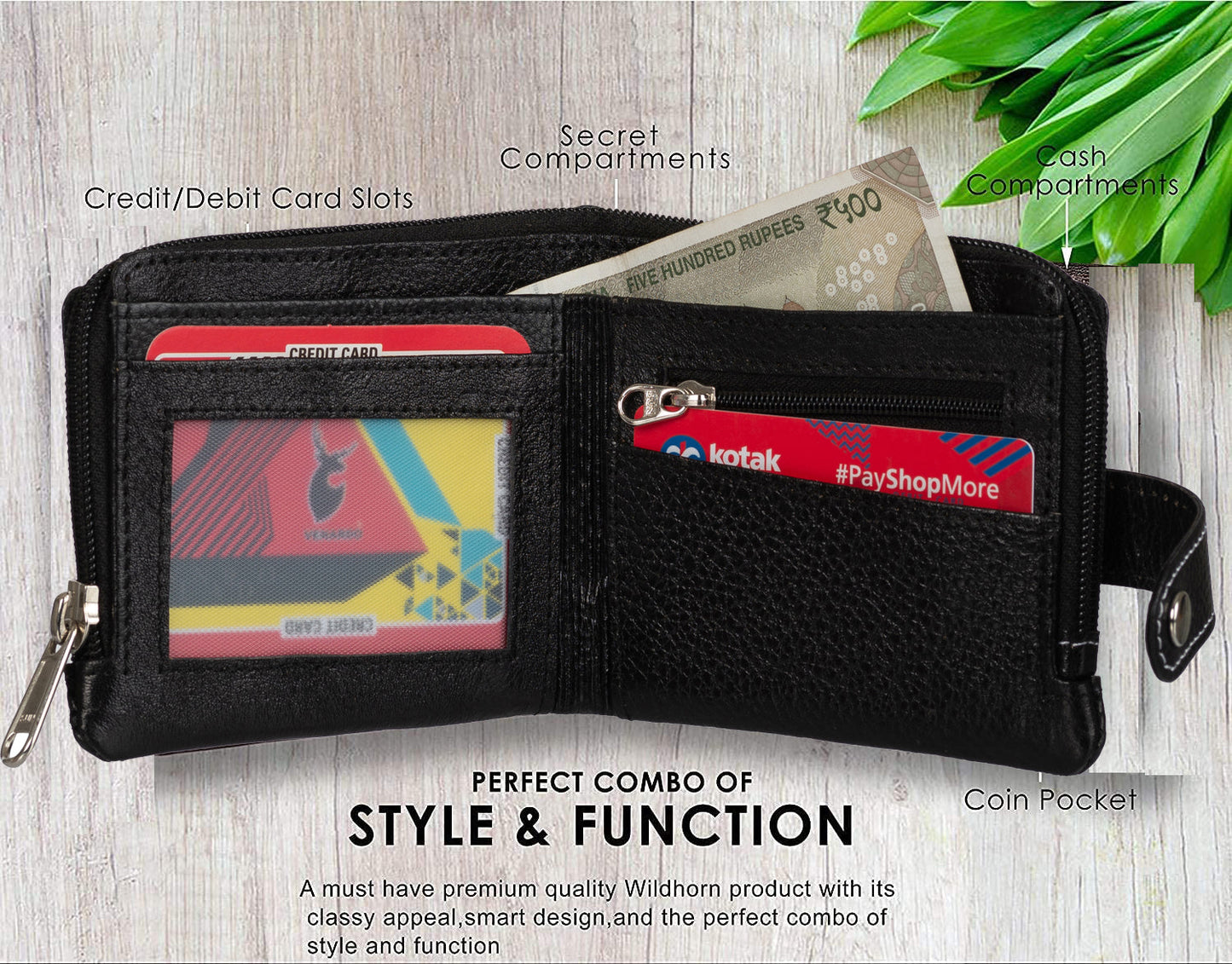 Men Casual Black Genuine Leather RFID Wallet (12 Card Slots)