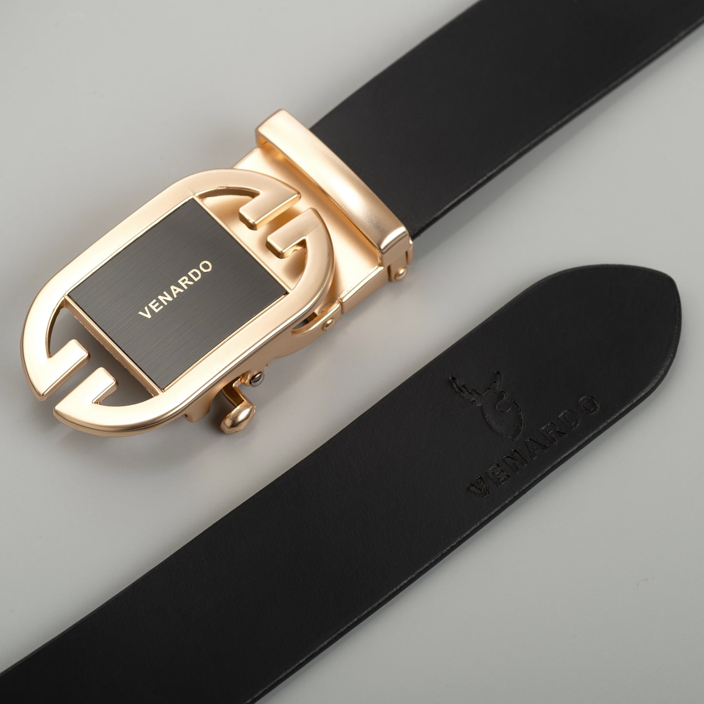 Venardo DARKI Genuine Leather Autolock Belt for Men - Perfect for Formal and Casual Wear - Adjustable WITH FREE CARD HOLDER WALLET