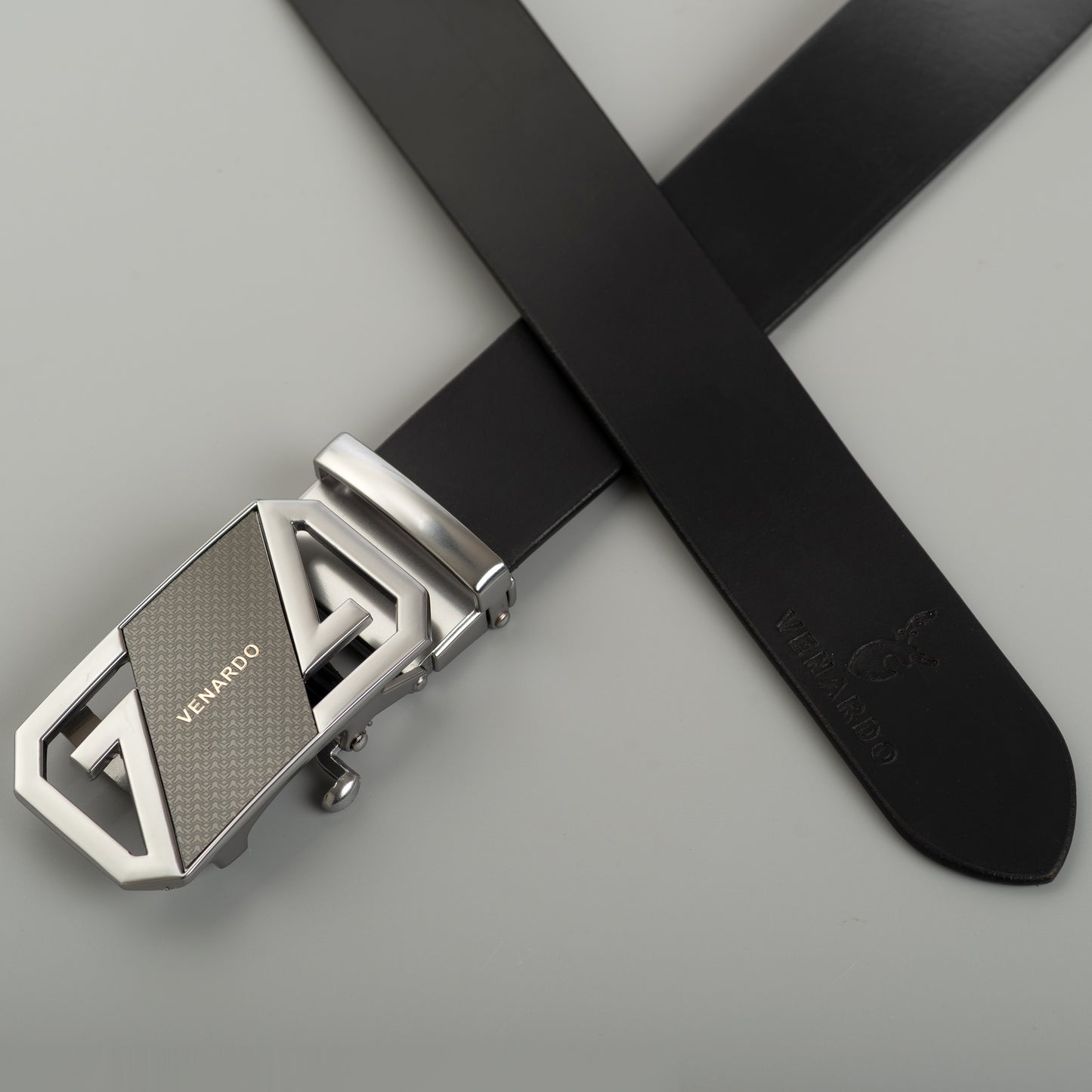 Venardo VINTOSS Genuine Leather Autolock Belt for Men - Perfect for Formal and Casual Wear - Adjustable WITH FREE CARD HOLDER WALLET