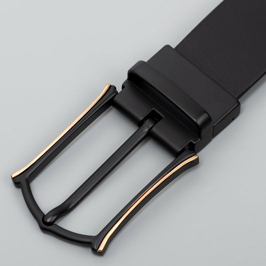 Men Vactori Formal Matt black Buckle Genuine Leather Belt