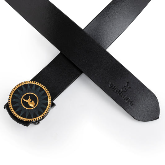 Cage Black Leather Autolock No Hole Belt