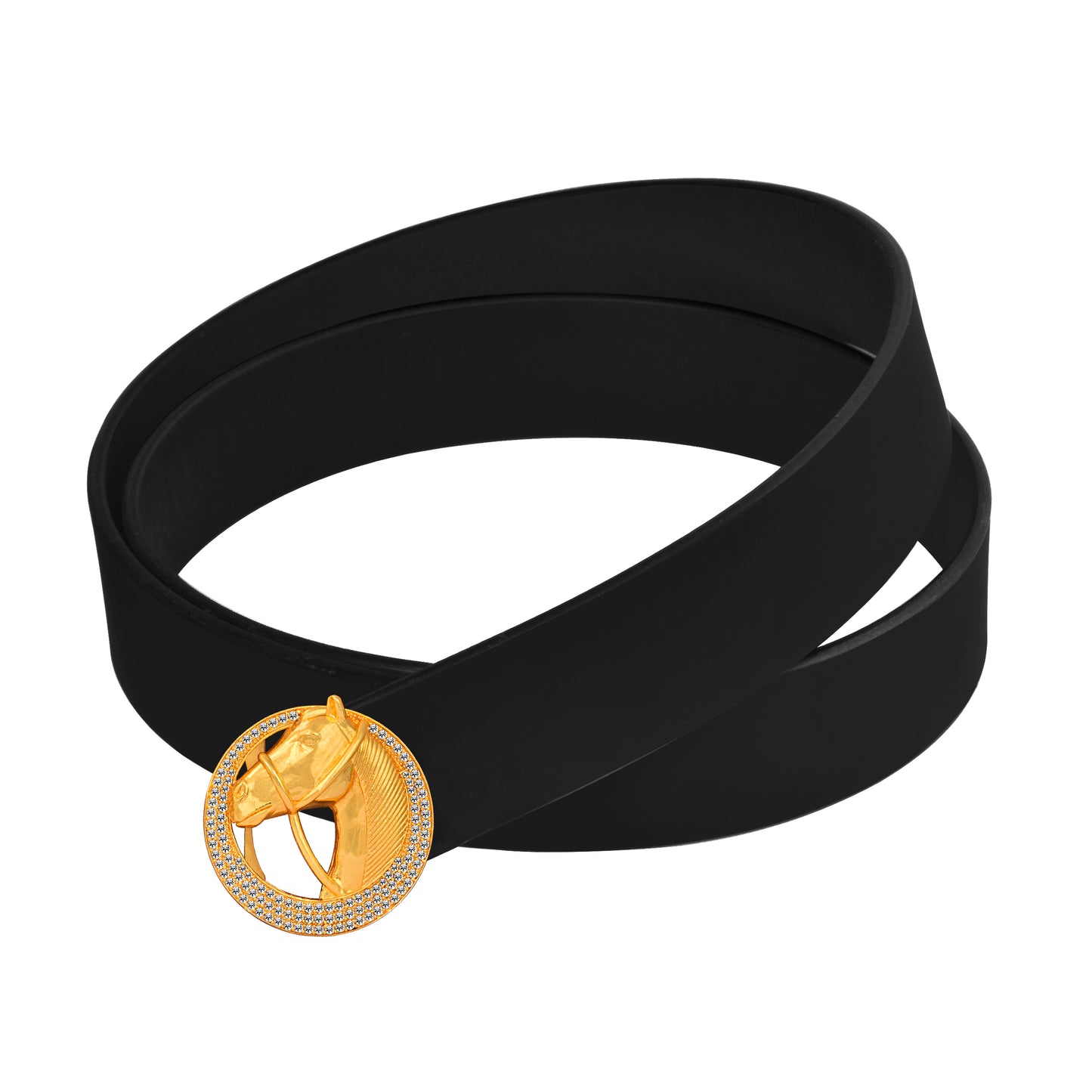 Edge Gold Diamond Buckle Leather Belt For Men