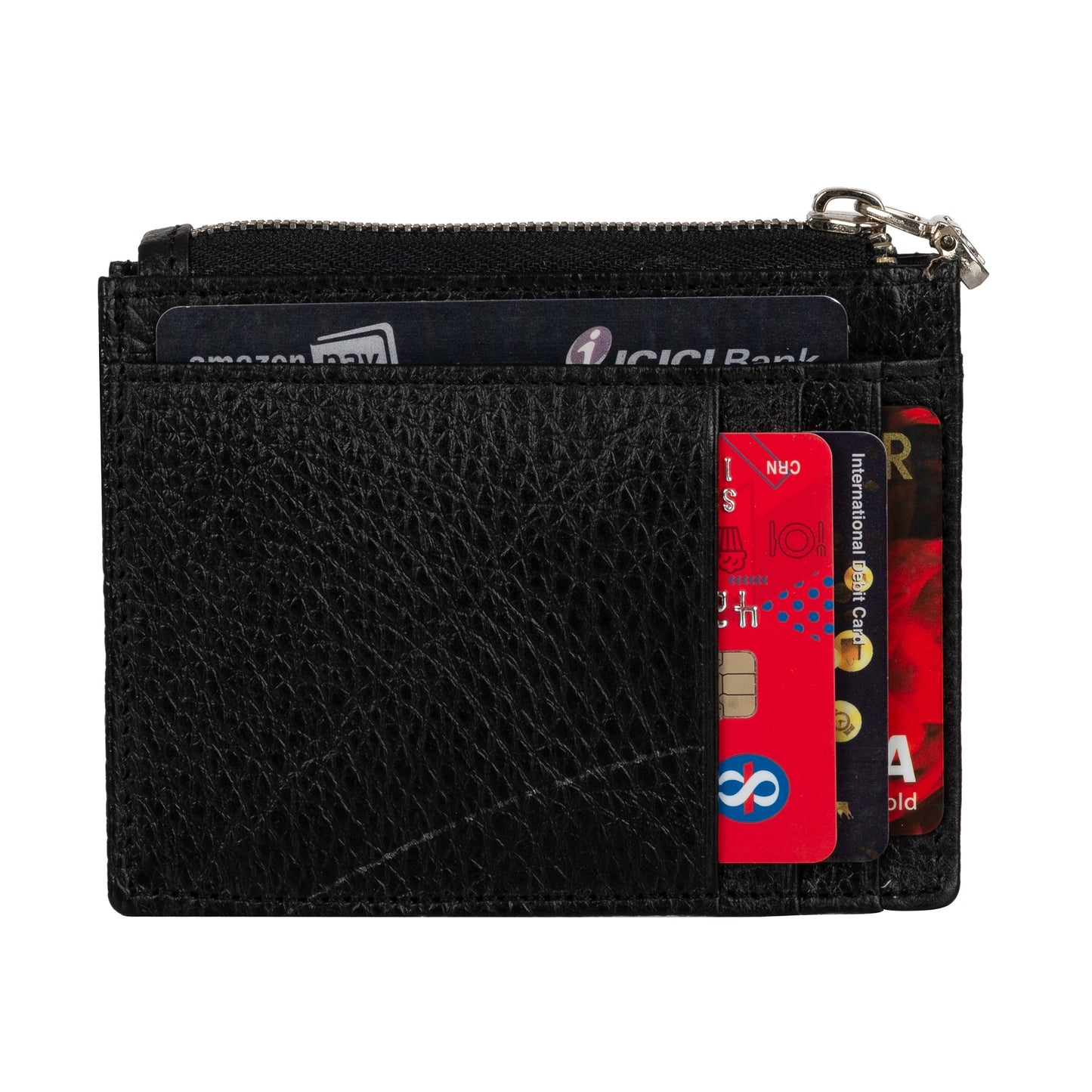 Men Black Genuine Leather Card Holder (10 Card Slots)