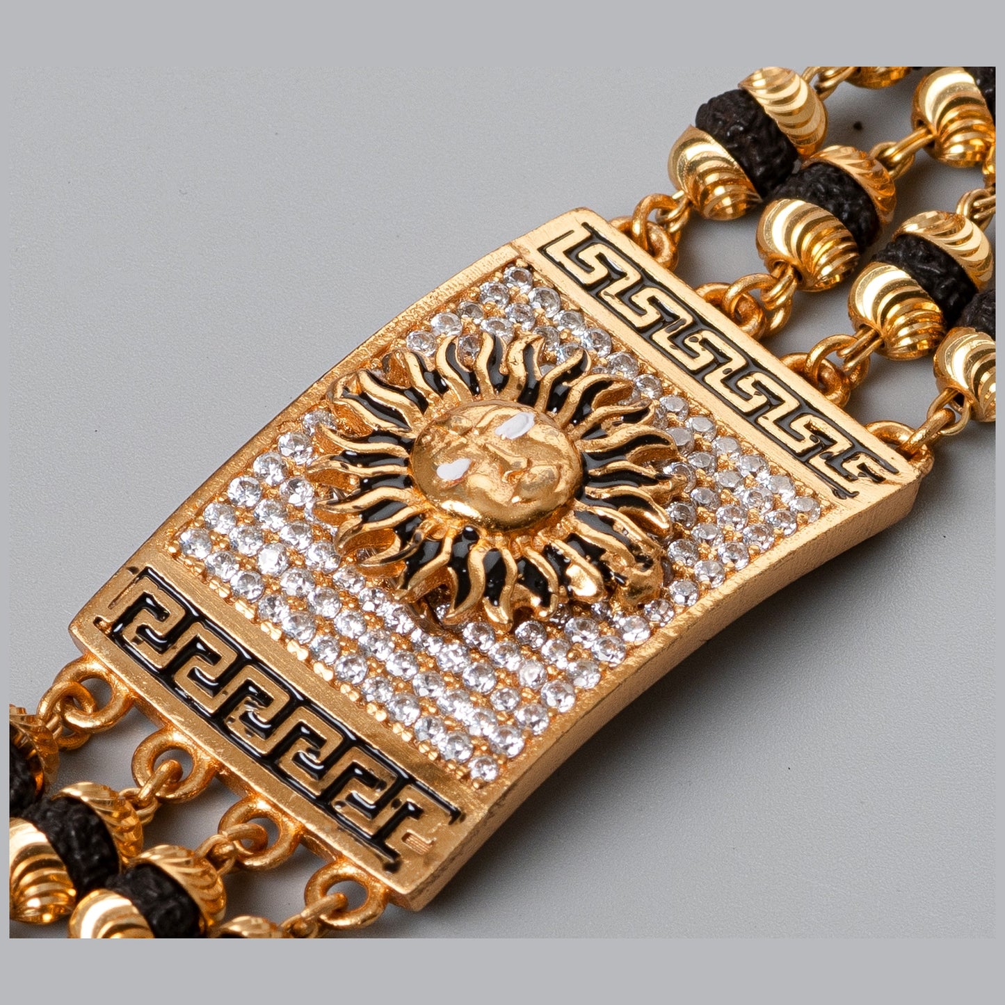 Suryadev Design High-quality Gold Plated 4 Line Rudraksha Bracelet For Men