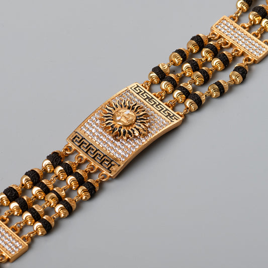 Suryadev Design High-quality Gold Plated 4 Line Rudraksha Bracelet For Men