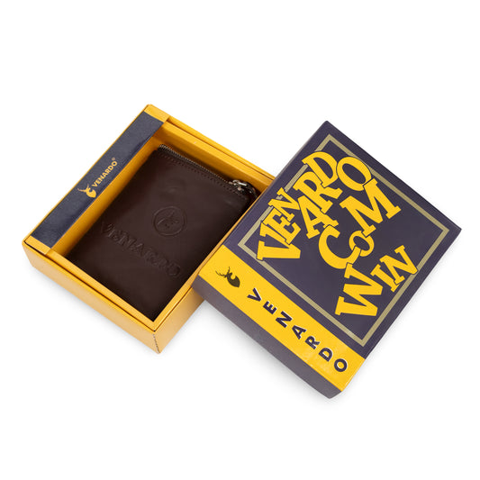 Even Bi-Fold Pattern Men's Leather Brown Wallet