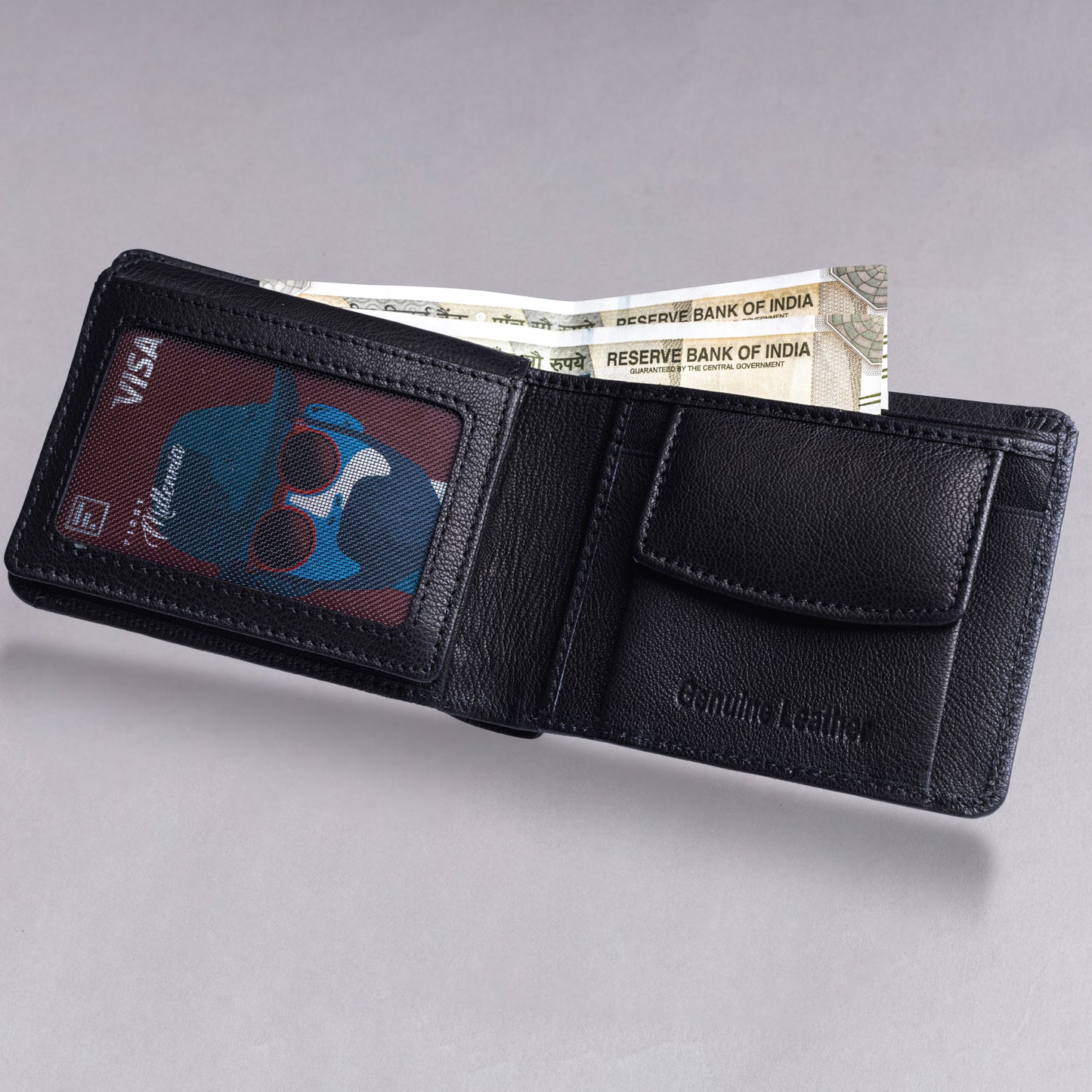Neeson  MEN'S BLACK LEATHER WALLET