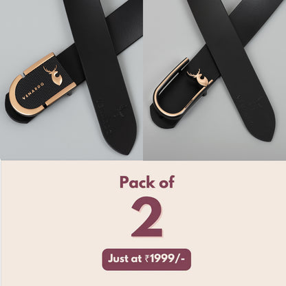 Pack of 2 - Hitops and Nexi Black Leather-Belt