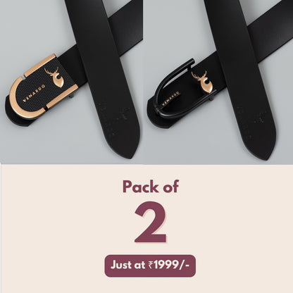 Pack of 2 - Hitops and Vokly Black Leather-Belt