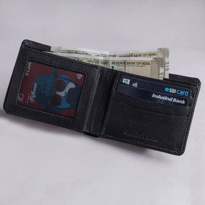 Matt MEN'S BLACK LEATHER WALLET