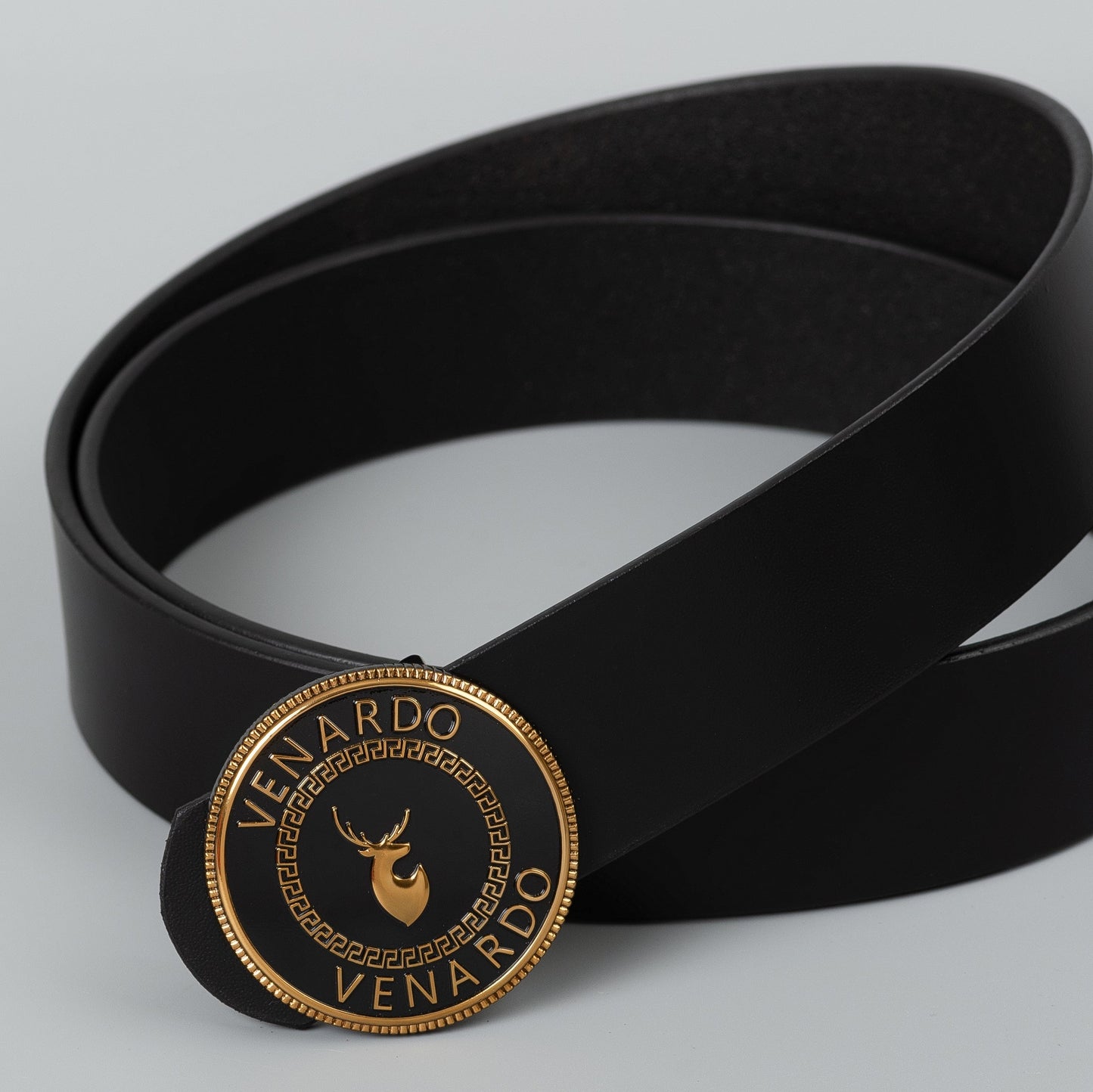 VENARDO AMRED MEN'S BLACK LEATHER BELT FOR MEN
