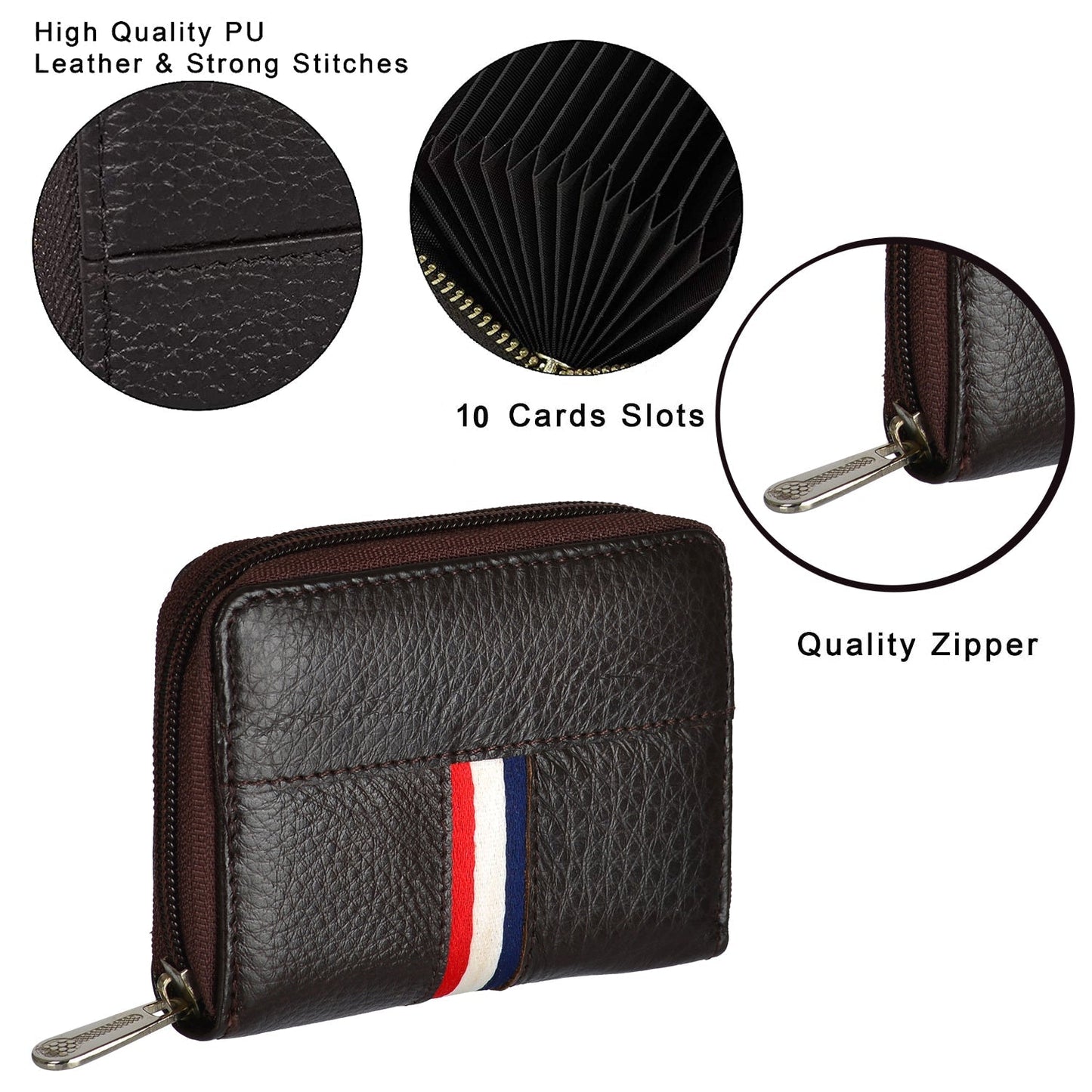 Men & Women Casual Brown Genuine Leather Card Holder  (10 Card Slots)