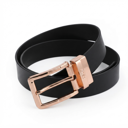 Crown Black Genuine Leather Belt
