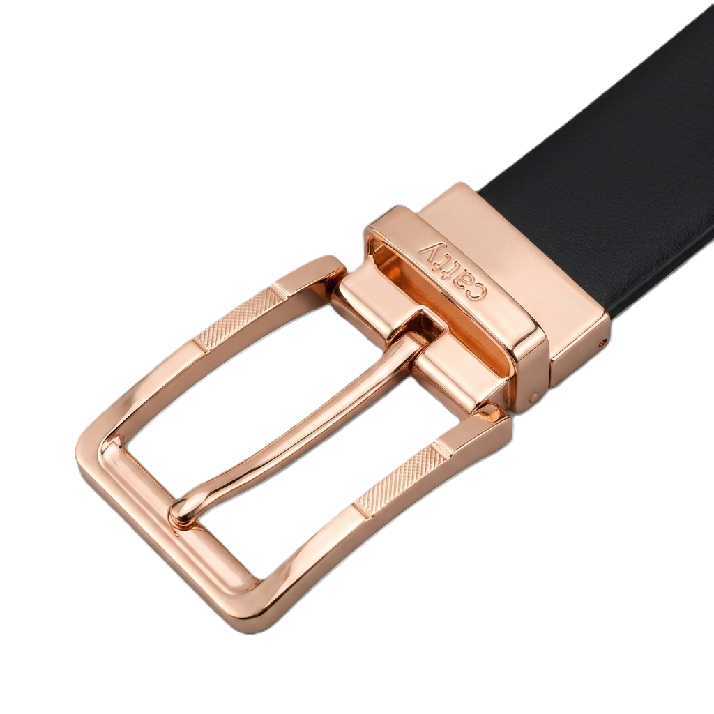Rovento Black Genuine Leather Belt