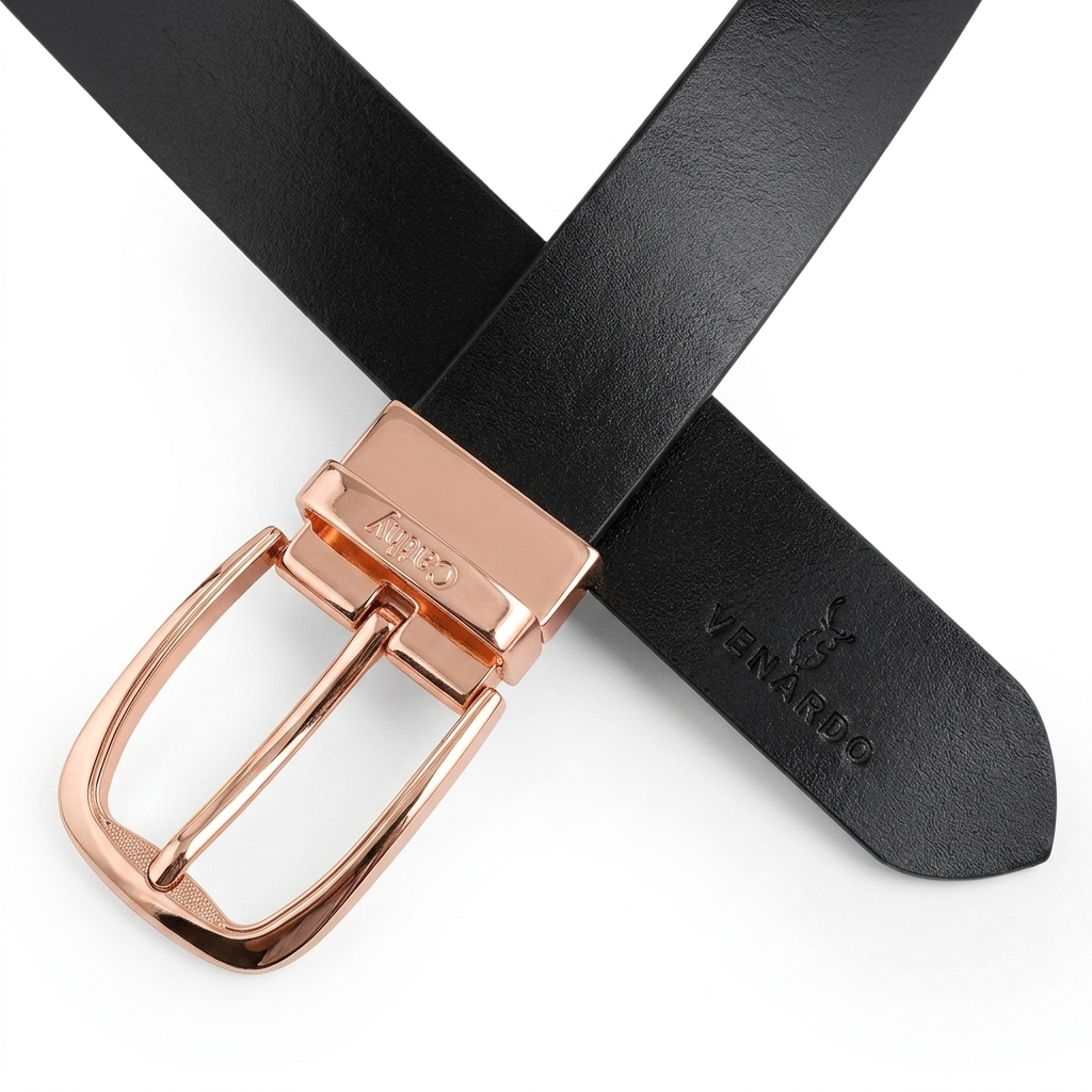 Auro Black Genuine Leather Belt