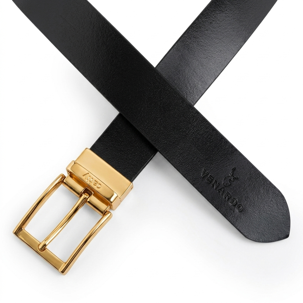 Zaro Black Genuine Leather Belt