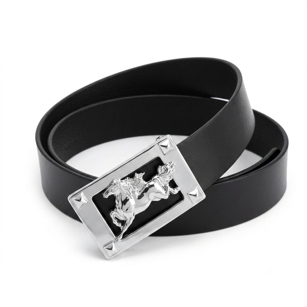 Siverline Black Genuine Leather Belt