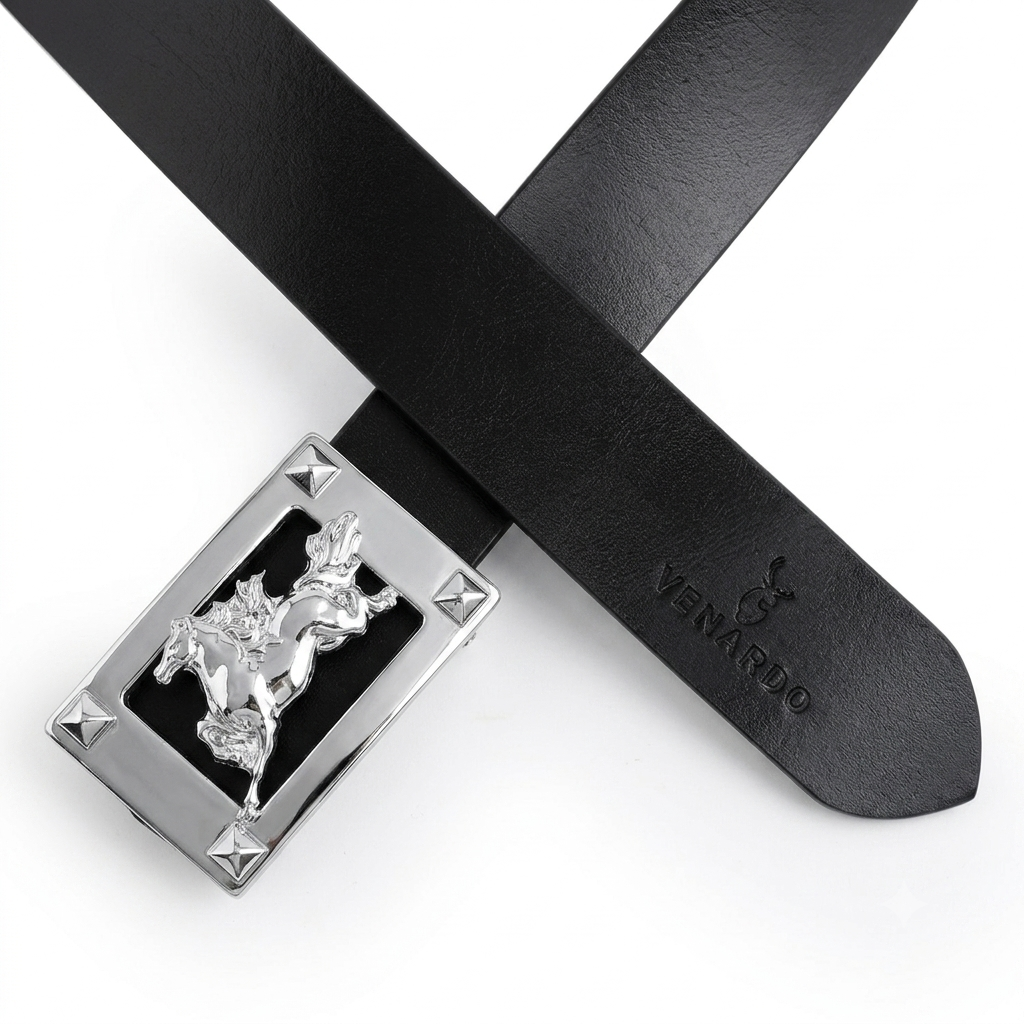 Siverline Black Genuine Leather Belt