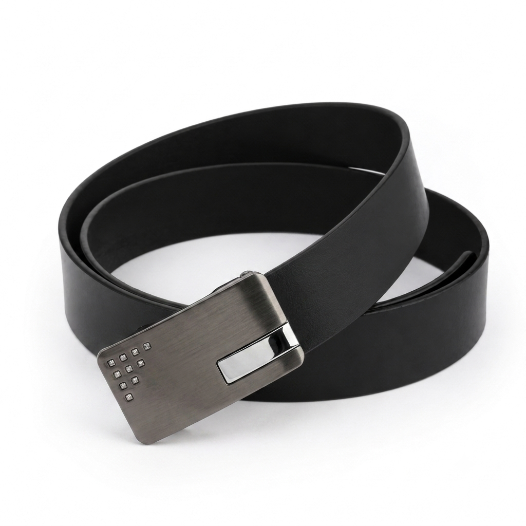 Obsidine Black Genuine Leather Belt