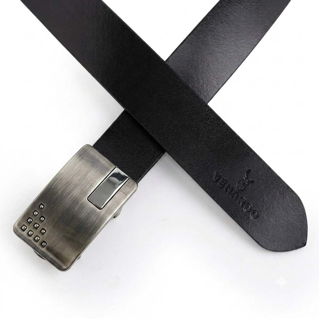 Obsidine Black Genuine Leather Belt