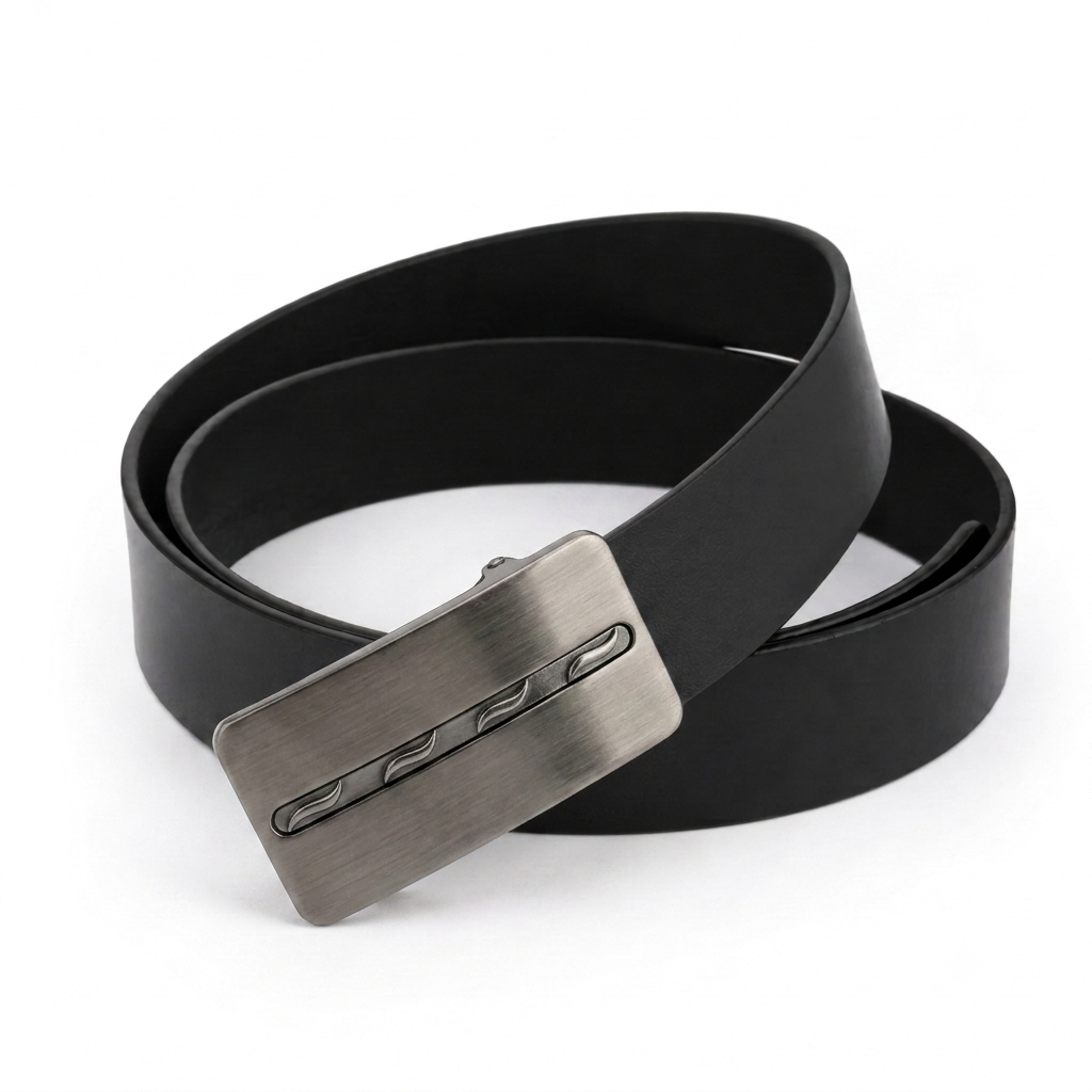 Vortex Black Genuine Leather Belt