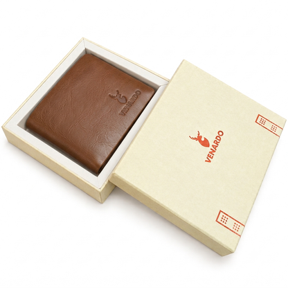 The Heritage Bi-Fold Pattern Men's Leather brown  Wallet