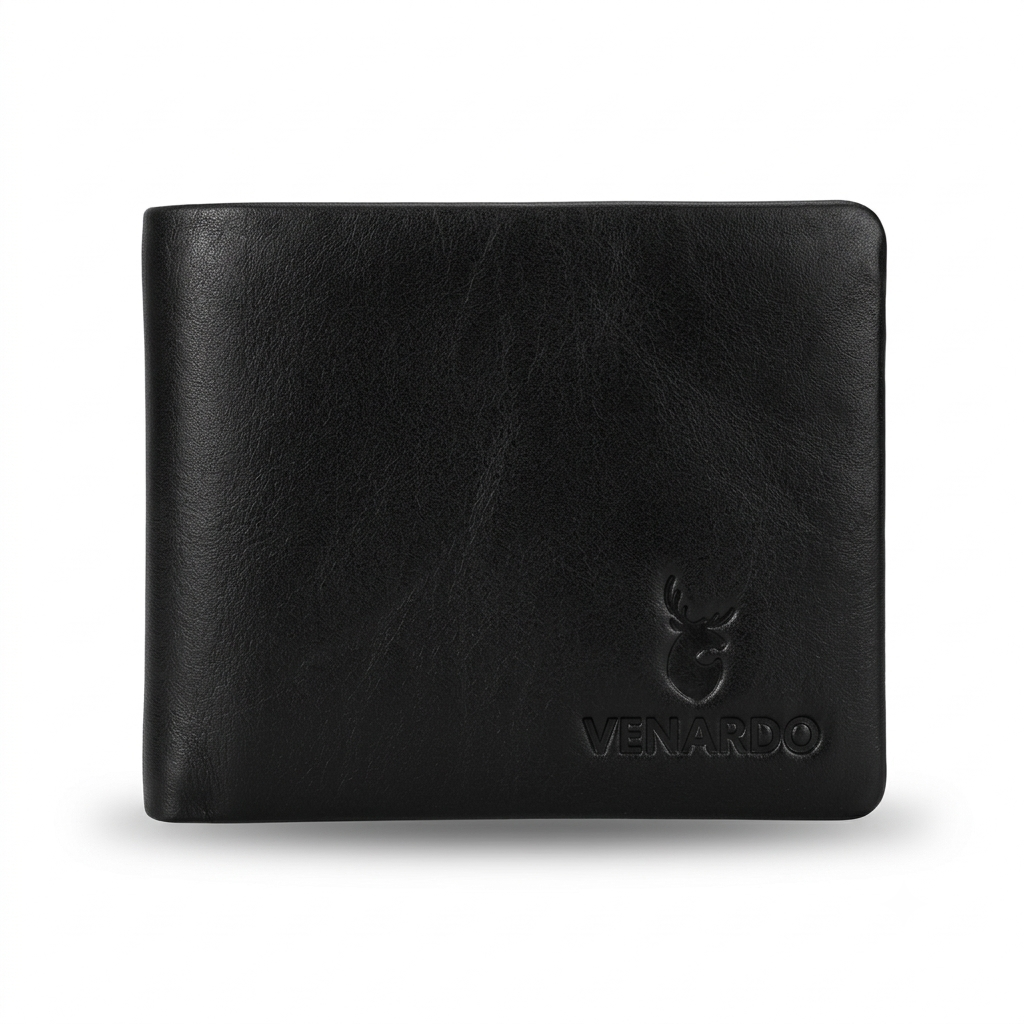 The Heriage Bi-Fold Pattern Men's Leather black  Wallet