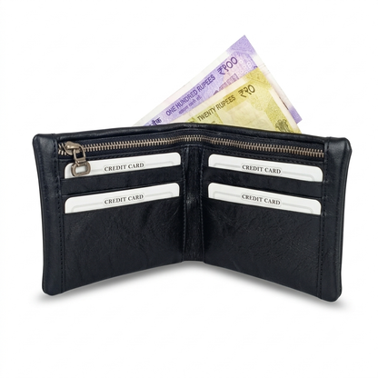 The Heriage Bi-Fold Pattern Men's Leather black  Wallet