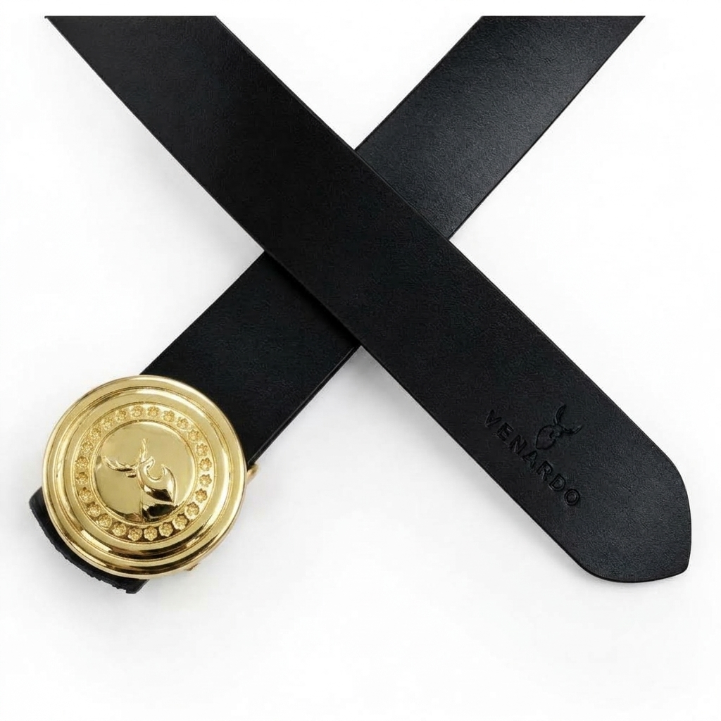Elviro Black Genuine Leather Belt