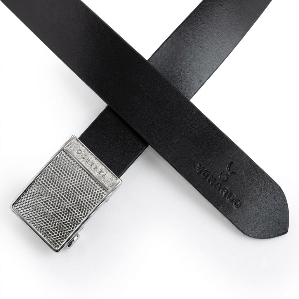 Meshtech Black Genuine Leather Belt