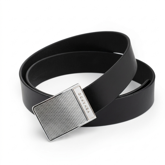 Meshtech Black Genuine Leather Belt