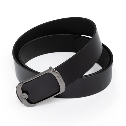 Lawish  Black Genuine Leather Belt