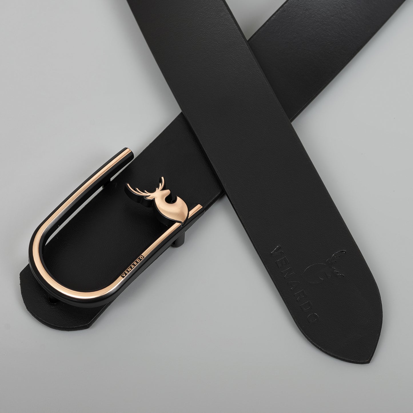 Pack of 2 - Vokly and Nexi Black Leather-Belt