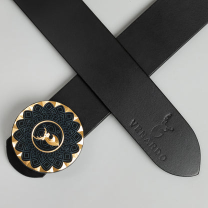 Sky MEN'S BLACK LEATHER BELT FOR MEN